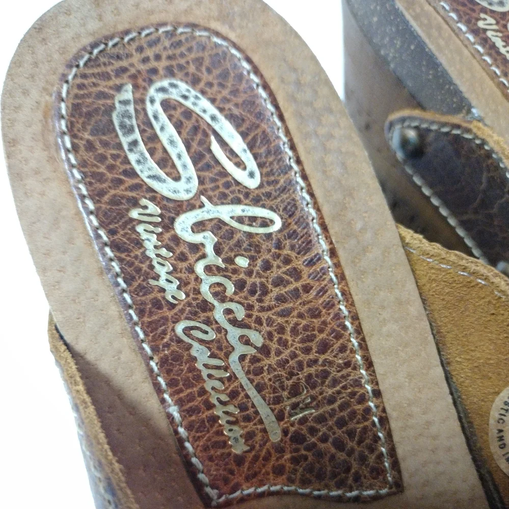 Sbicca Vintage Women's Genesis Woven Leather Slip-On Platform Wedge Sandals 41